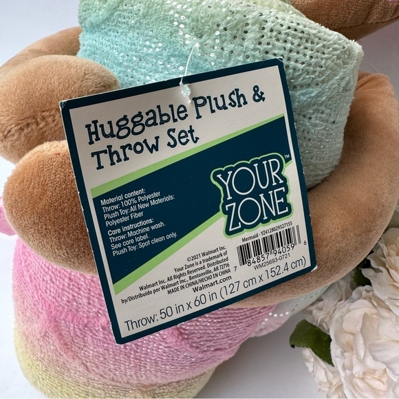 Your Zone Little Black Mermaid Huggable Plush &Throw Set - Picture 2 of 6